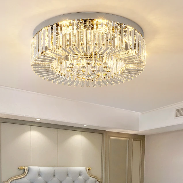Classic round bedroom crystal ceiling light gorgeous living room dining room LED crystal ceiling lamps Light luxury high quality