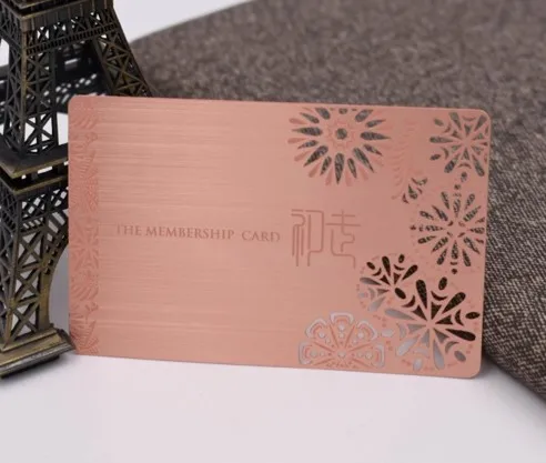 85*54 mm aluminium business card Offset Printing rose Metal business card