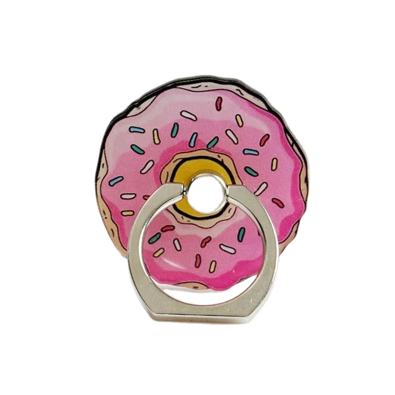 Novelty cute funny creative custom donut doughnut shaped smart phone finger ring phone holder and stand for mobile cellphone