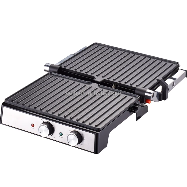 AOJA 110V 220V Automatic BBQ Electric Press Contact Grill  Panini Grill Non Stick Sandwich Machine Maker for Household Use