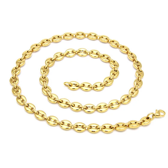 New fashion 316l stainless steel 18k gold plated wholesale coffee beam chain necklace