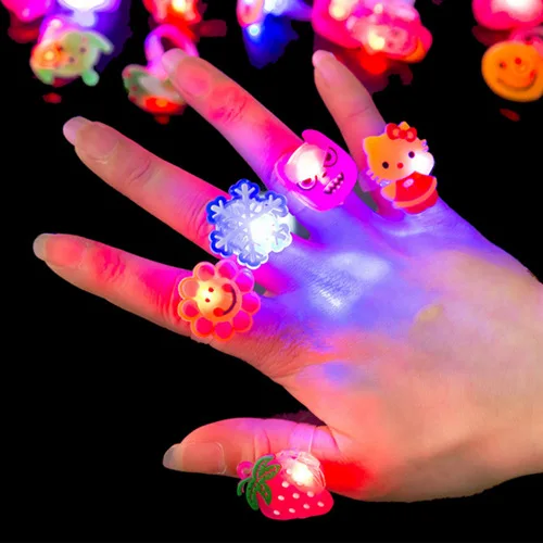 Wholesale High Quality Colorful Plastic Ring Cute Led Glowing Finger Girl Glow Toy For Gifts