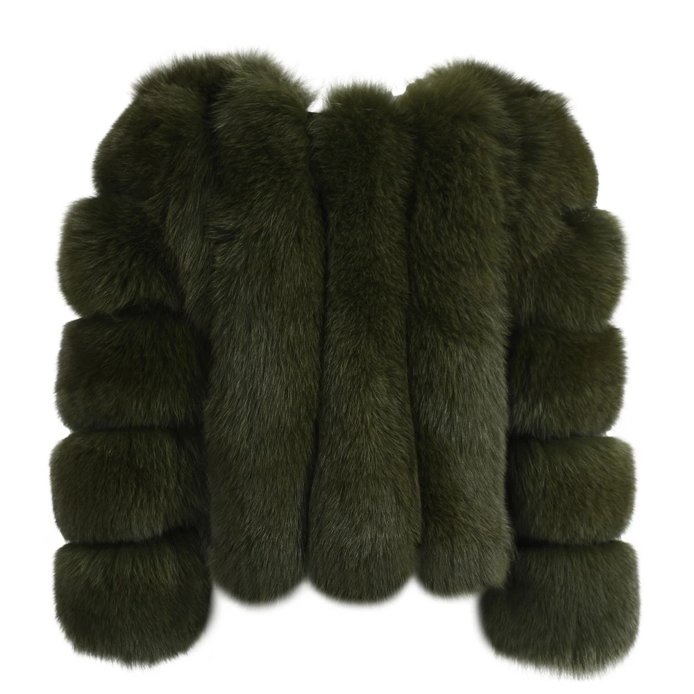 OEM Factory Popular Fluffy Real Fox Fur Coat Bubble Sleeves Custom Wholesale Woman Winter Short Fox Fur Coat
