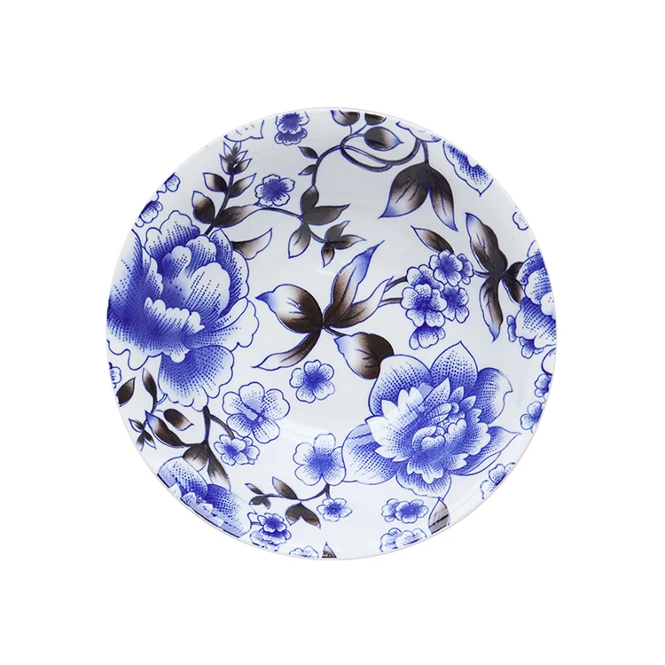 
Blue and white porcelain pattern Chinese retro style round bowl soup bowl 