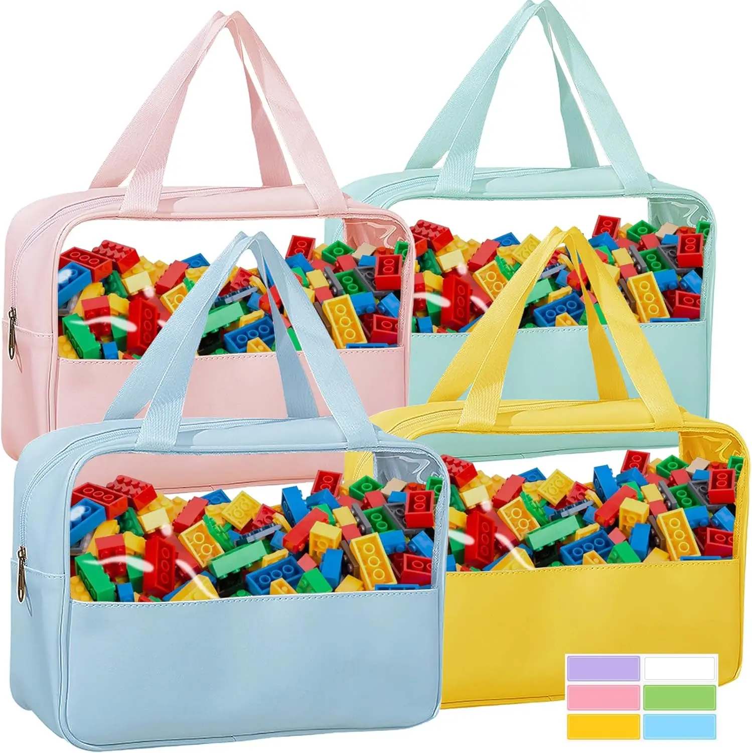 Transparent PVC Zippered Blocks Set Toy Clay Storage Organizer Case Kids books Storage Case Clear tote  Waterproof Storage Bags