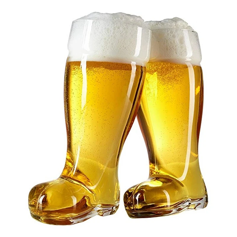 2023 new design Boot Shaped Glass Beer Mug 1L /0.5L boot shape mug huge glass beer mug for sale