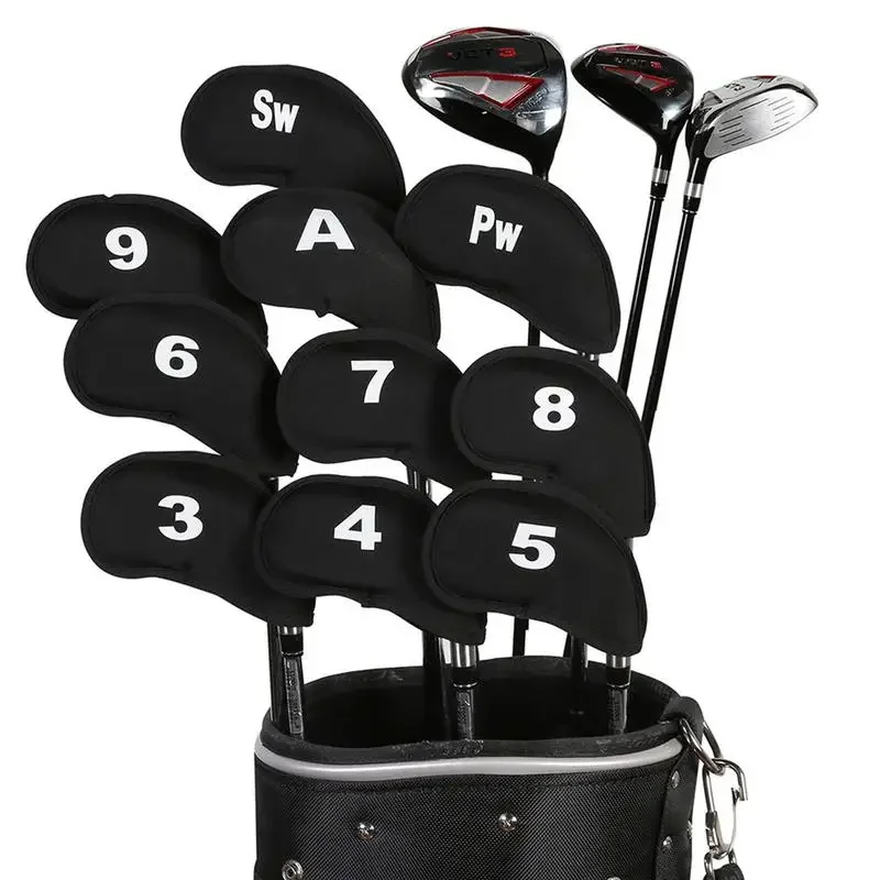 10pcs Golf  Iron Headcover 3 4 5 6 7 8 9 Sw A Pw Protector Accessories Supplies
