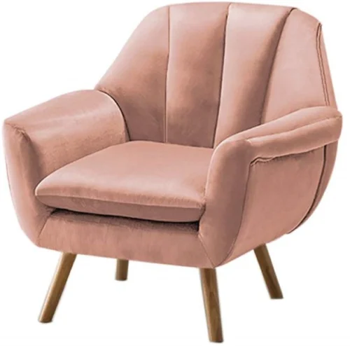 Single Seater Sofa Armchair Living Room High Back Accent Chair Light Luxury With Wooden Legs