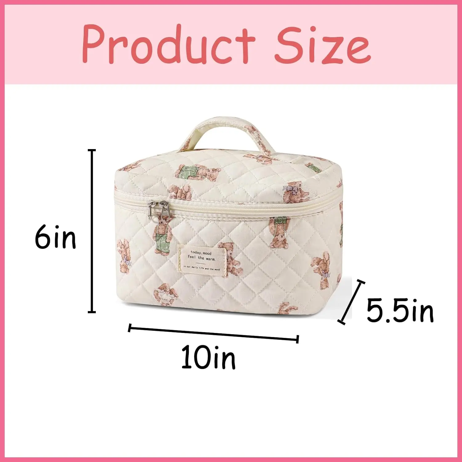 High Quality Cotton Cosmetic Bag Portable Toiletry Pouch with Custom Logo Zippered Makeup Bag in Polyester Opp Packing
