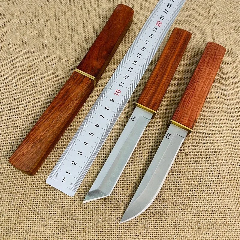 2025 NEW PL Southeast Asia Hot selling Twin drop tanto blade hunting knife D2 Steel fixed blade knife Self-defense EDC knife