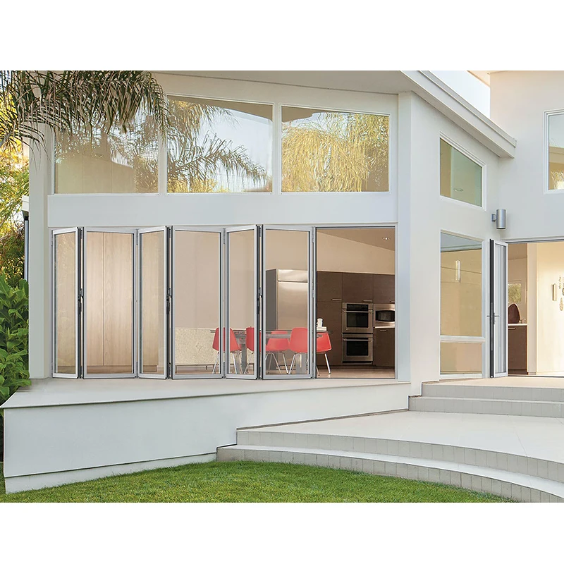 Large View Thermal Break Soundproofing Aluminum Double Glass  Bifold Door Aluminum Bifold Exterior Door