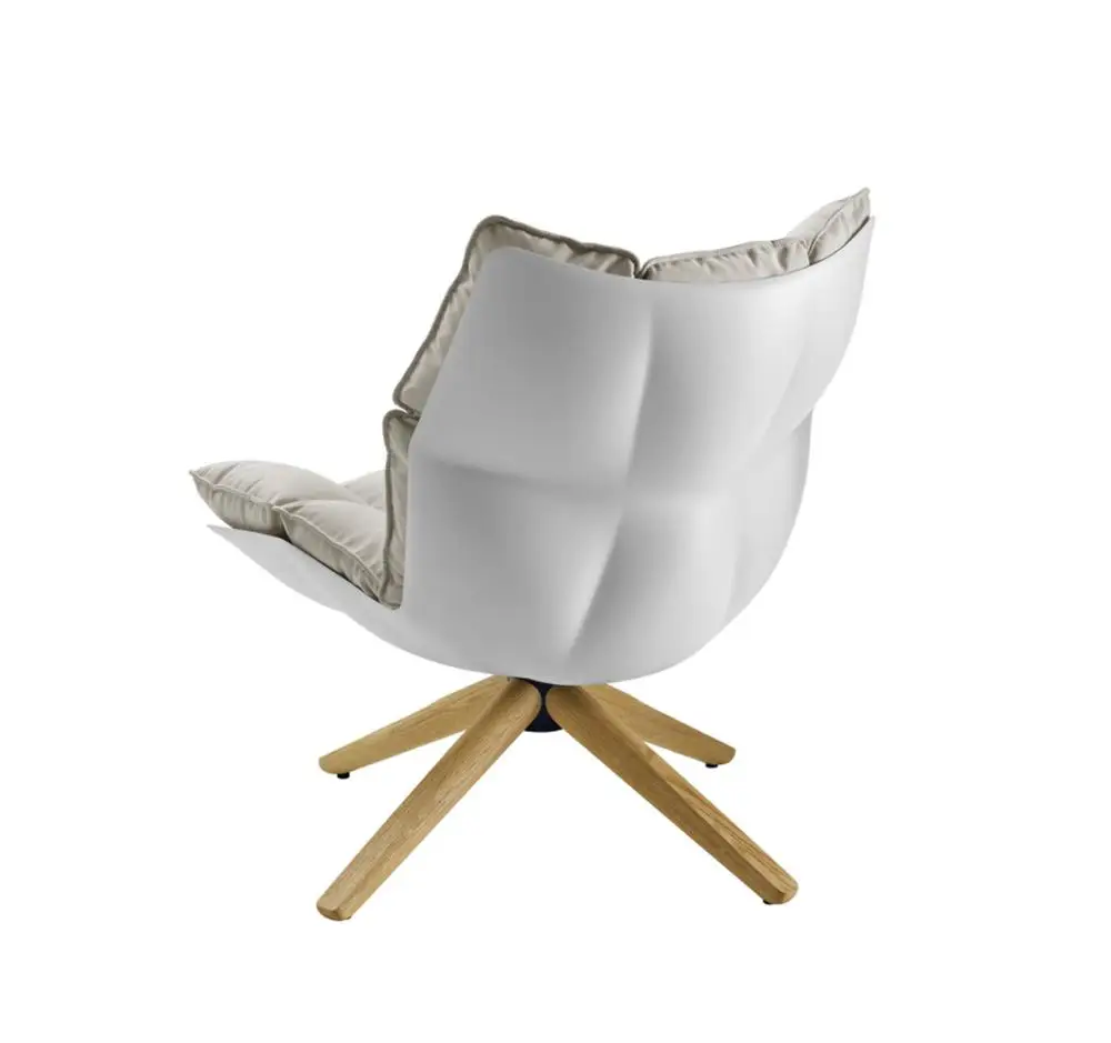 Italian style solid wood and velvet restaurant swivel modern living room fabric leisure lounge husk arm sofa chair