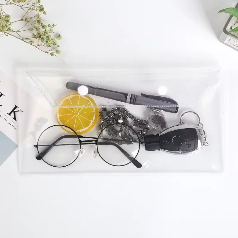 Custom Logo Pvc Eva Poly Apparel Bag Plastic Button Packaging Stationery Bag For Phones Keys