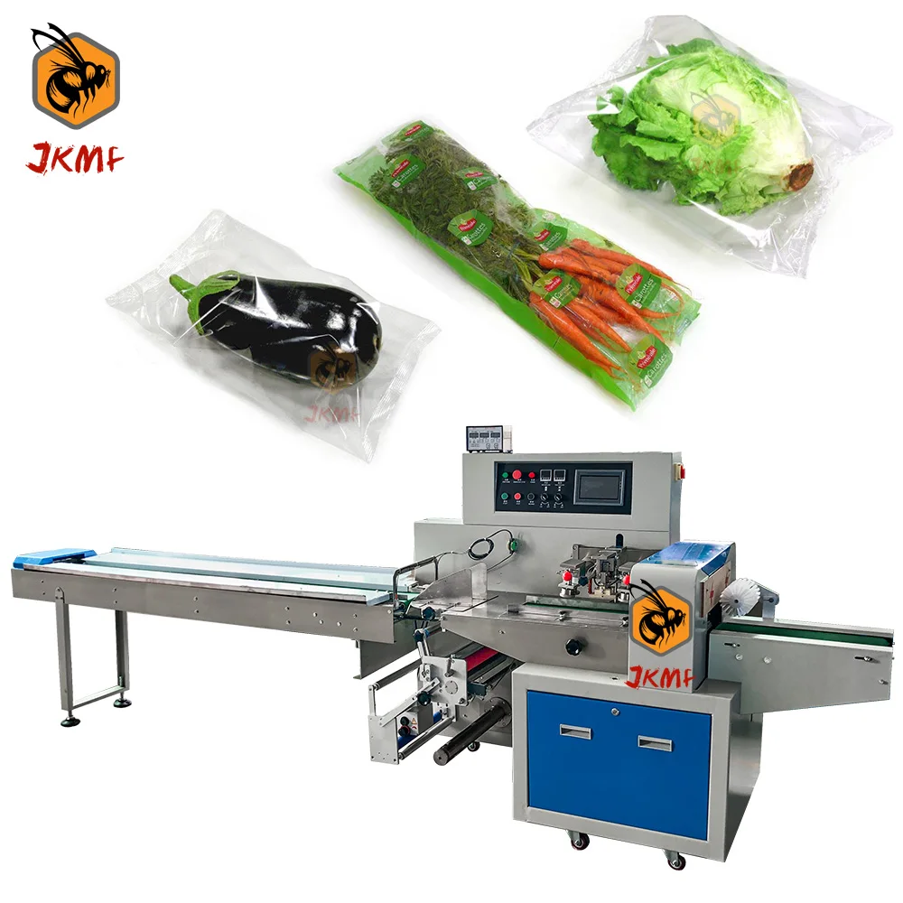 JKMF Vegetable Pillow Packaging Machine For Cucumber Lettuce Spinach Packing Machine Corn Eggplant Carrot Packing Machine