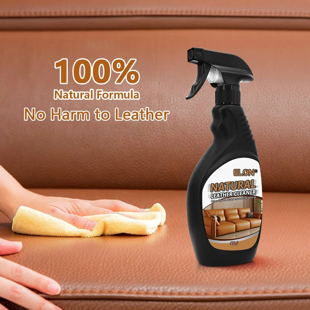 500ml Natural Formula Leather Cleaner Spray Liquid Sofa Handbag Car Leather Cleaning Kit with towel