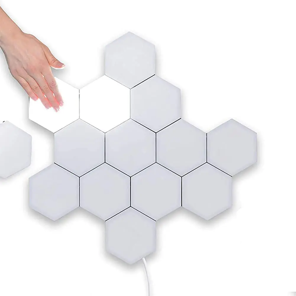 DIY Hexagon Wall lamp Quantum Modular Touch Sensor Hexagonal Creative Geometry Assembly RGB color LED Night Light for indoor
