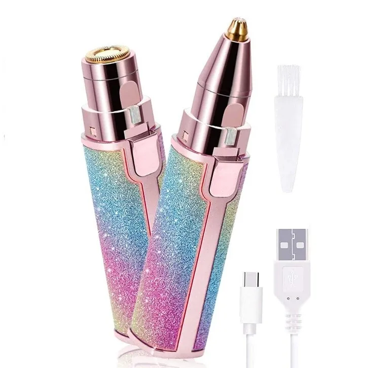 2 In 1 Mini Usb Rechargeable Body Brow Electric Eyebrow Epilator Face Hair Remover For Women