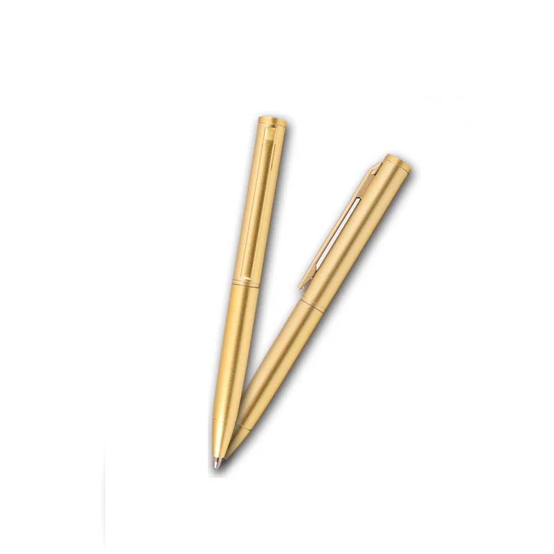 Gold Slim Metallic Retractable Mini  Slim Black Ink Pen