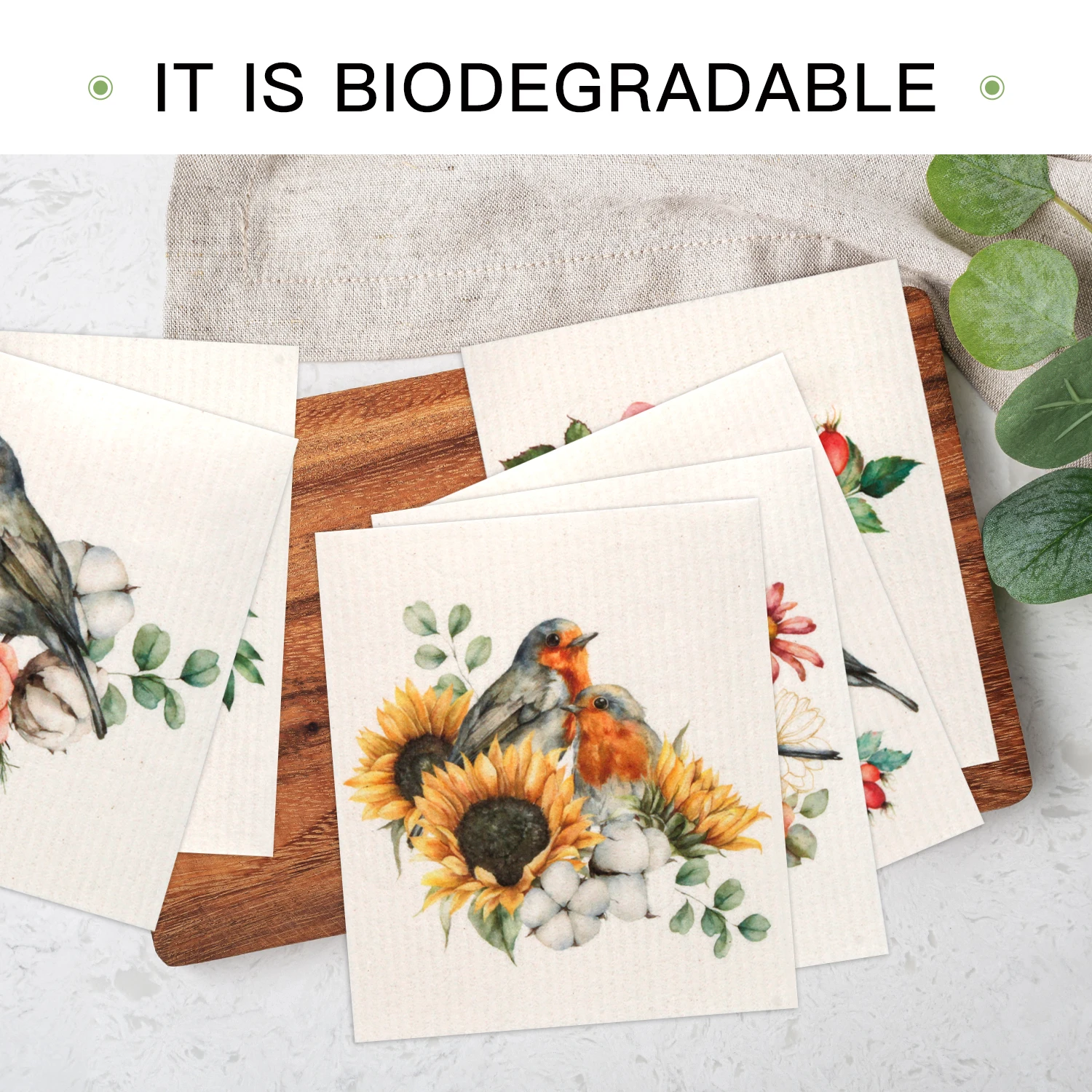 Eco Friendly Reusable biodegradable custom printed swedish Cellulose Sponge Cleaning Cloths for Kitchen Dish Rags Washing