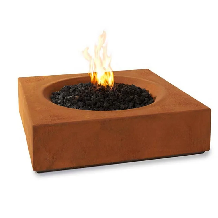 Outdoor Corten Steel Propane Gas Fire Pit Table