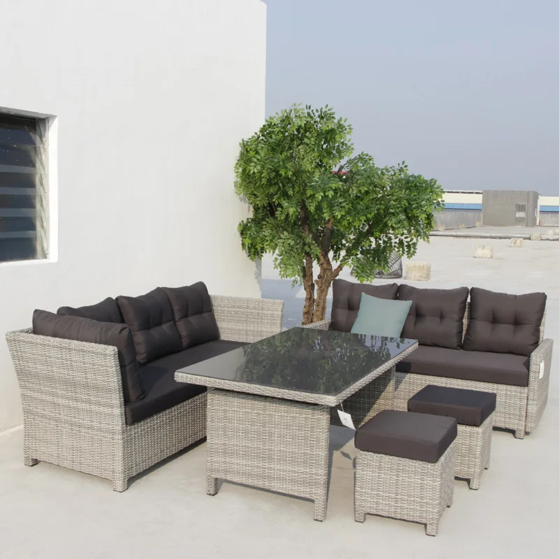 Garden sets outdoor furniture chair outdoor  with umbrella plastics 4 pcs outdoor rattan sofa folding luxury rattan garden sets