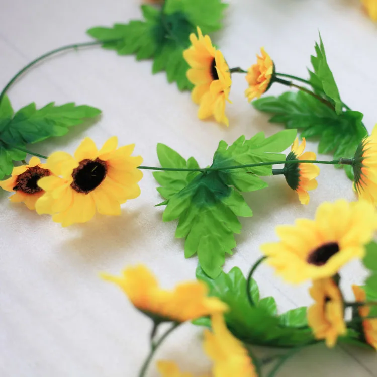 artificial  sunflower garland  for led wreath fabrics sunflowers decor solar sunflower light two pieces price manufactur amozon