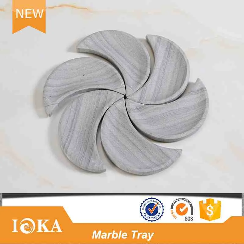 A Set of Moon Shape Tableware Grey Marble Candy Tray