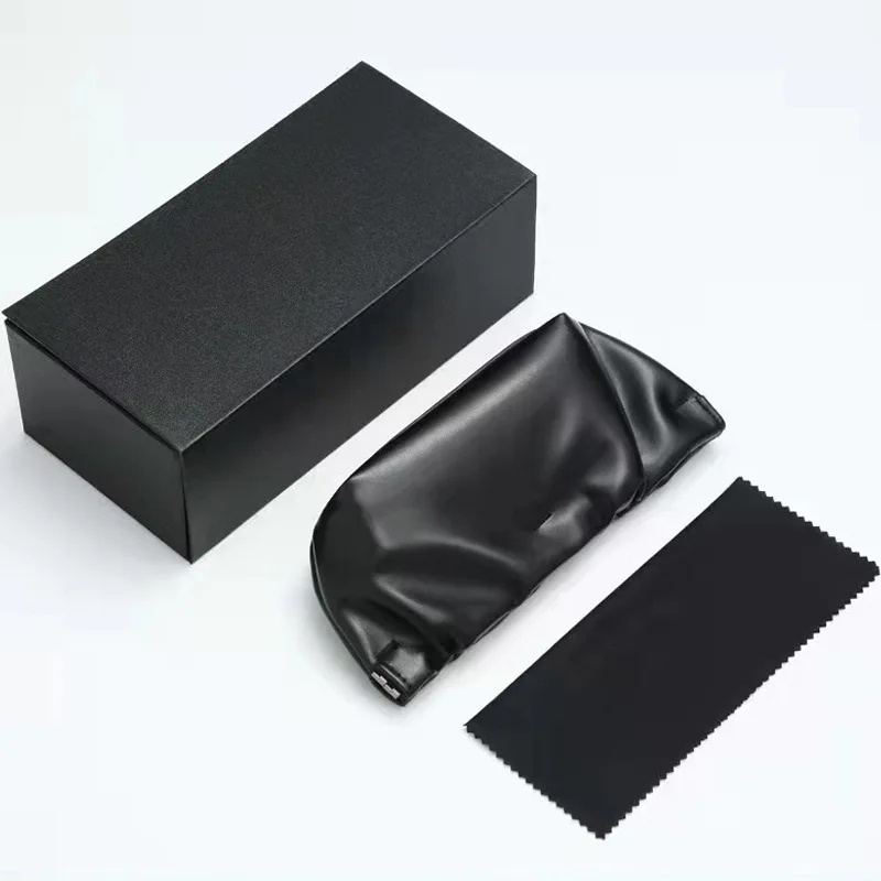 Hot sale luxury brand custom logo glasses boxes classic black bag cloth fashion sun glasses box