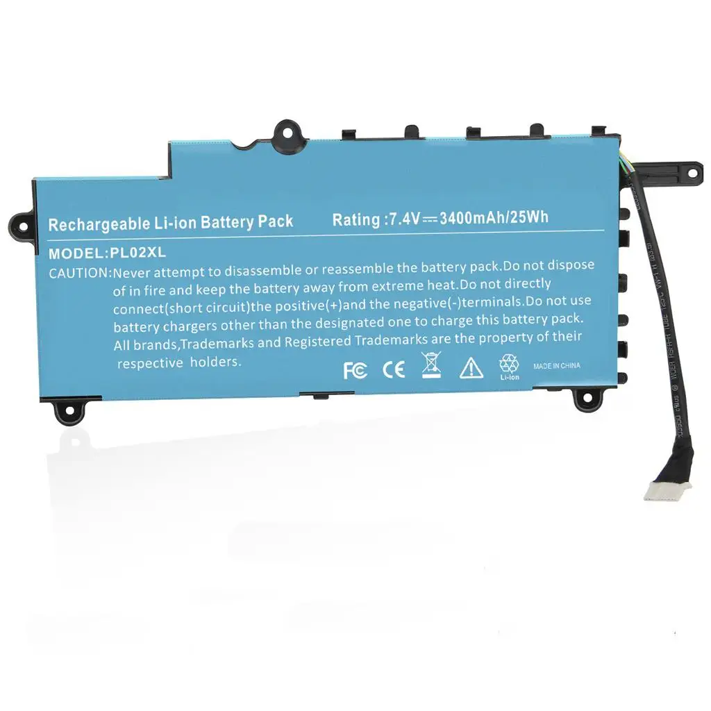 HHT 7.6V 3720mAh Black PL02X High-quality batteries certified by certificates suitable for HP Pavilion 11-N X360 Series