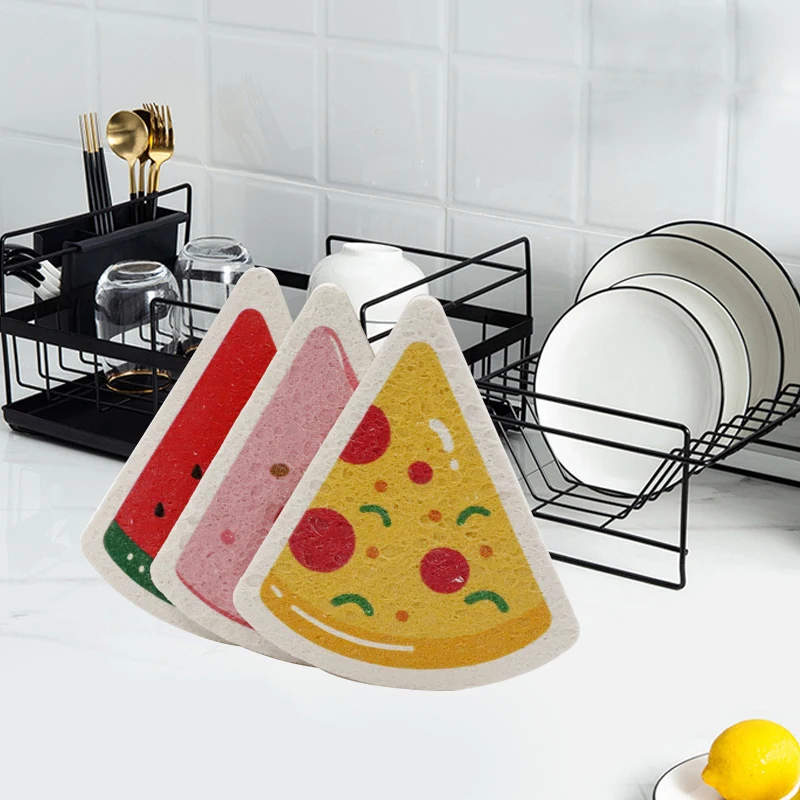 Cute Cartoon Kitchen Cleaning Cellulose Sponge Clean Printed Wood Pulp Sponge Home Use Biodegradable Sponge