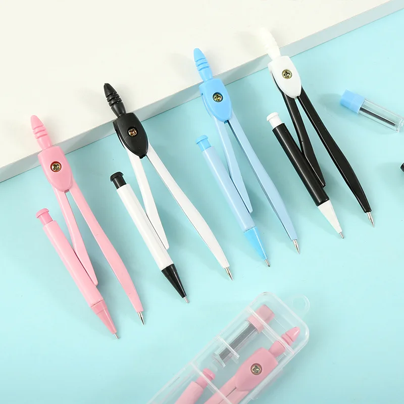 Basic Geometry Compass Mechanical Pencil with Etra Lead Student Drawing Tools Compass Math Compass Set