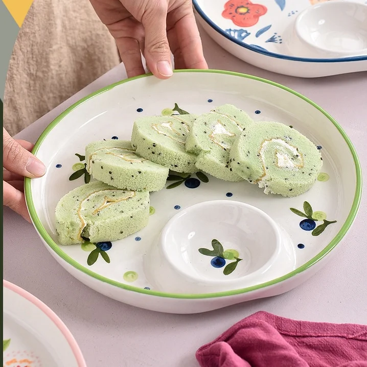 8.8 Inch Porcelain Dishes Ceramic Plate Ceramic Ring Dishes