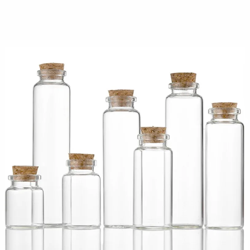 Wedding Favor wishing glass bottle with Cork Wooden Lids Stopper Label for wishing Message