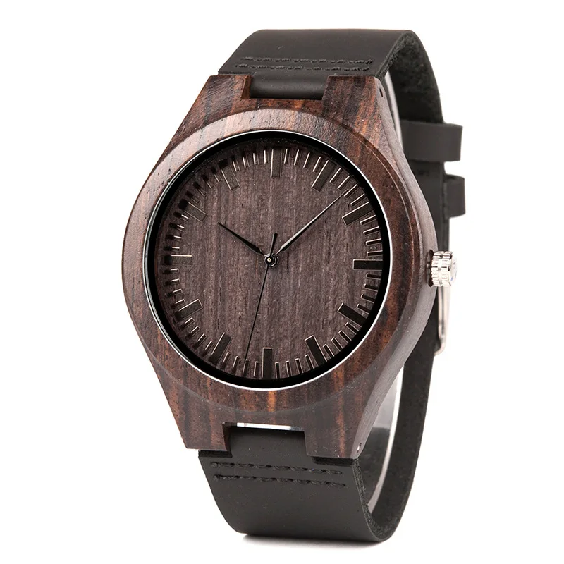 Reloj De Madera Custom Logo Wooden Watch Natural Ebony Wood Watches For Men