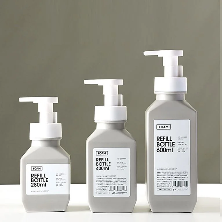 High Quality Matte Soft Touch 250ml 300ml 500ml Square HDPE Plastic Foam Pump Dispenser Hand Soap Soft Liquid Plastic Bottles
