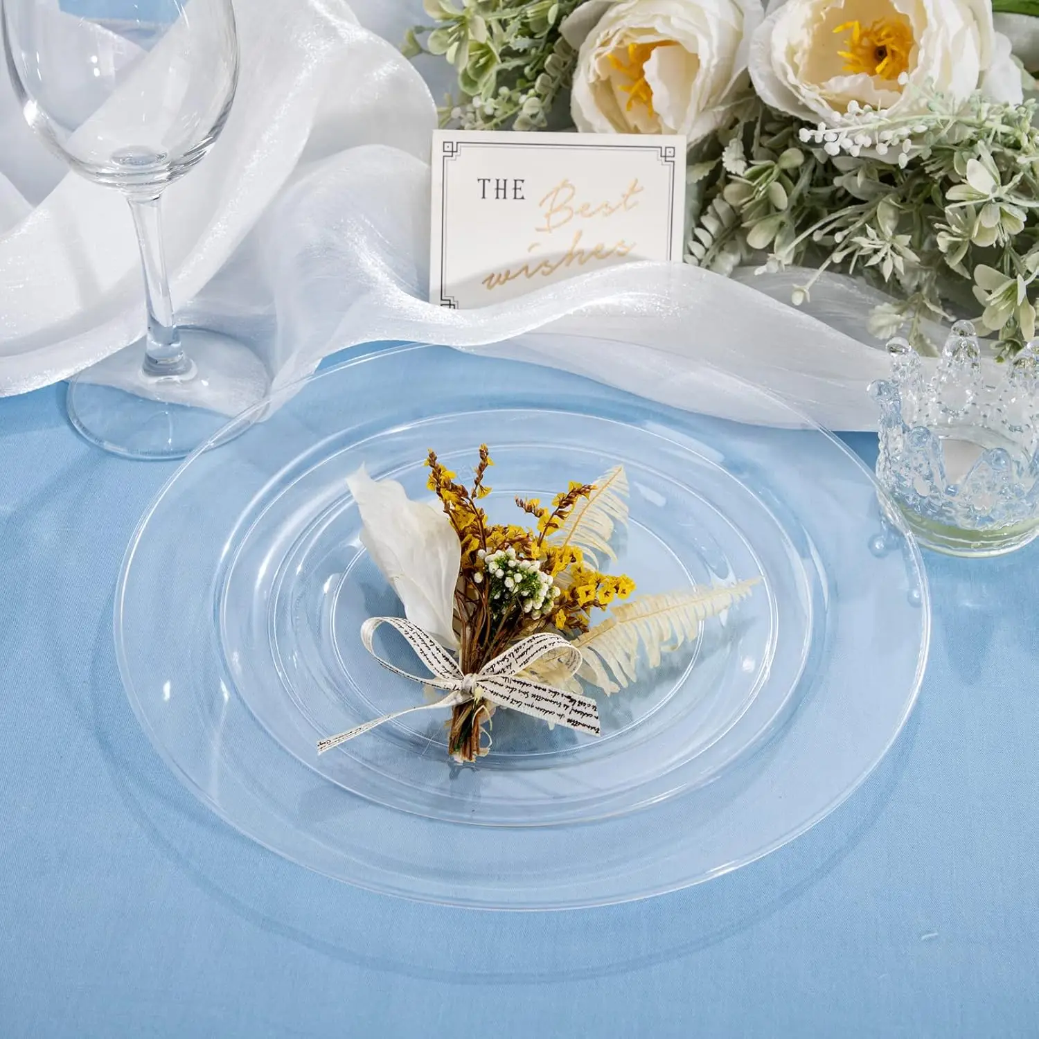 Disposable Premium Acrylic Weddings Party Dessert Salad Dishes Plates Crystal Clear Plastic Plate