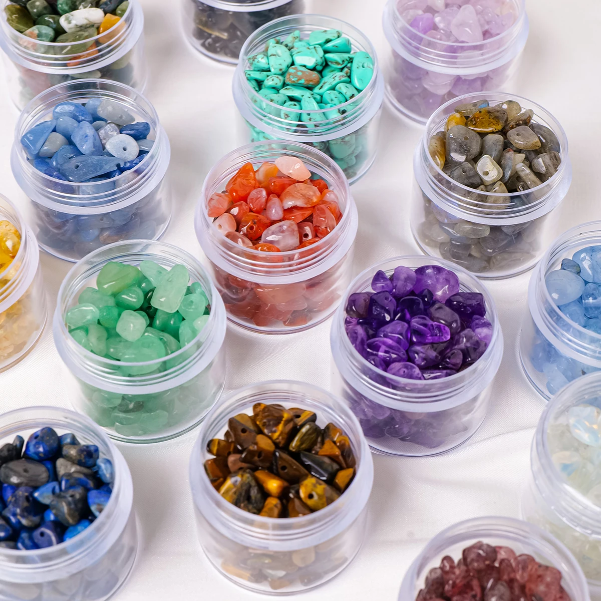 Wholesale canning  natural crystal stone semi-finished DIY bracelet jewelry with hole degaussing stone energy stone