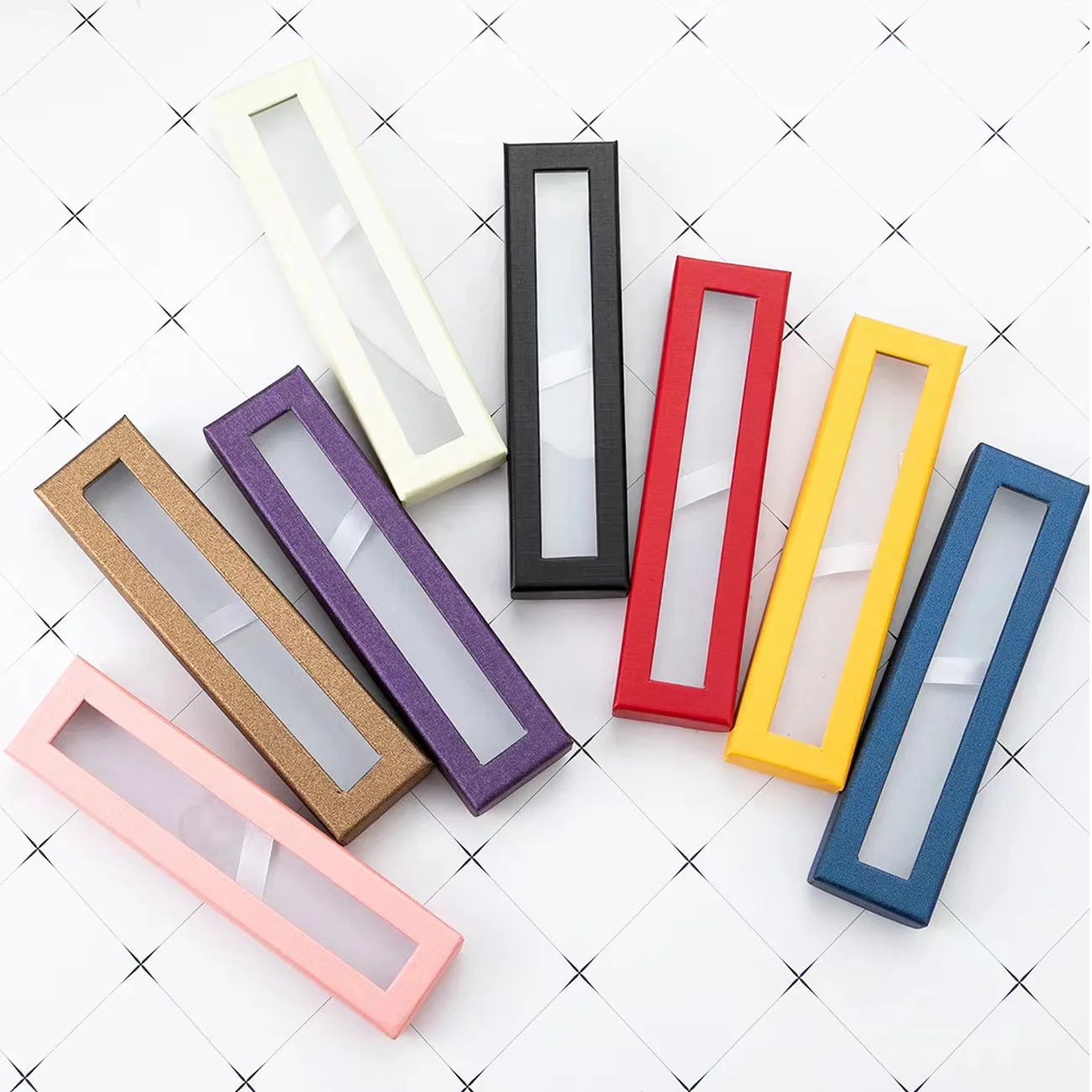 Прямоугольная коробка с окном бумажная ручка на заказ для подарков