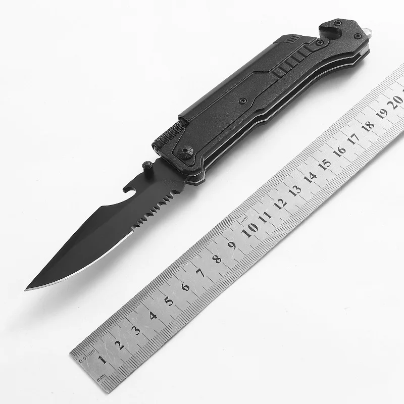 OEM алюминиевая ручка 6-в-1 многофункциональные тактические складные карманные ножи для выживания со светодиодным фонариком