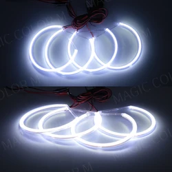 LED COB Angel Eyes Headlights Stripe Light White Halo Rings Projectors For BMW  E36  E38  E39  E46 131  Car Accessories