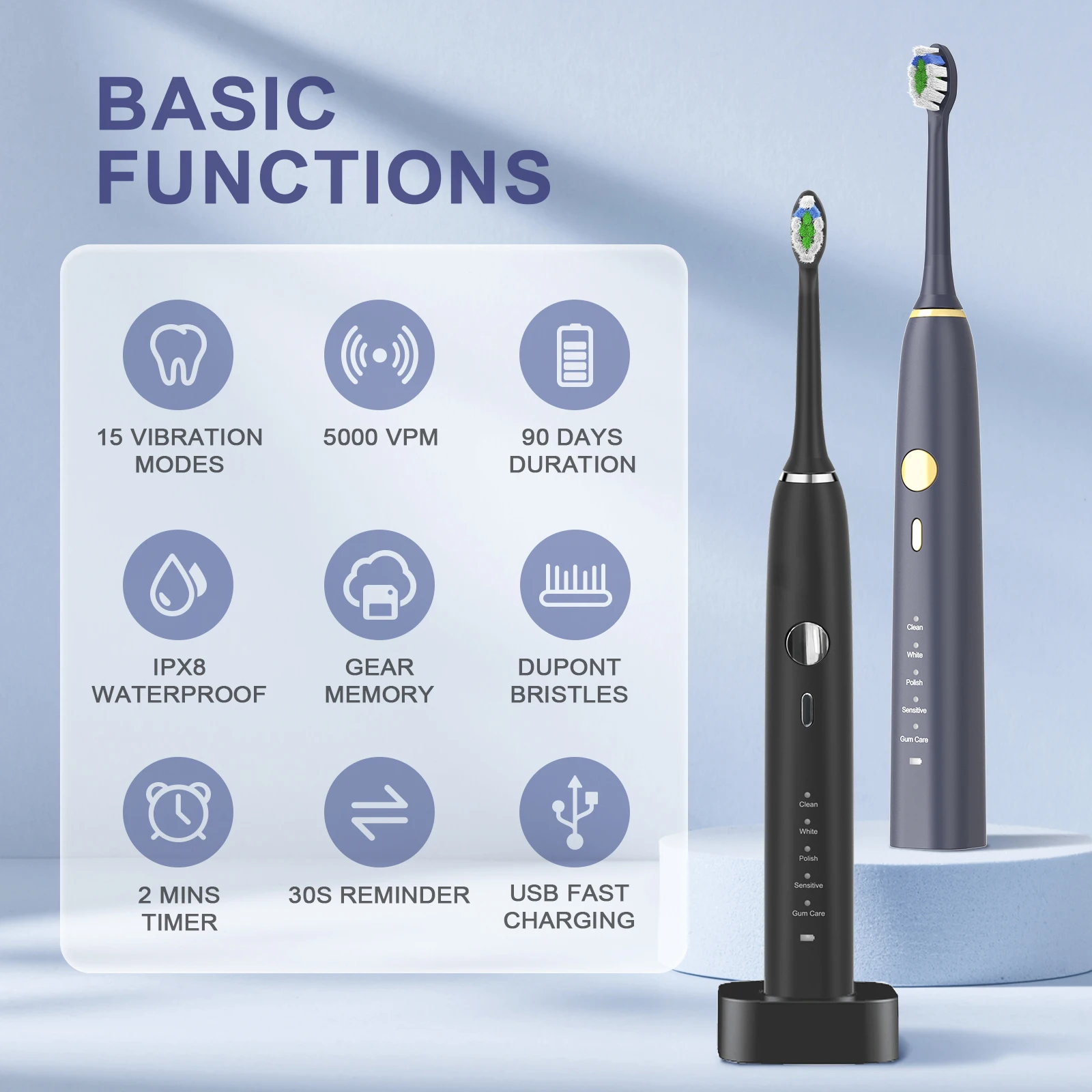 Oral care trending auto sonic electric toothbrush home cleaning teeth electric toothbrush set