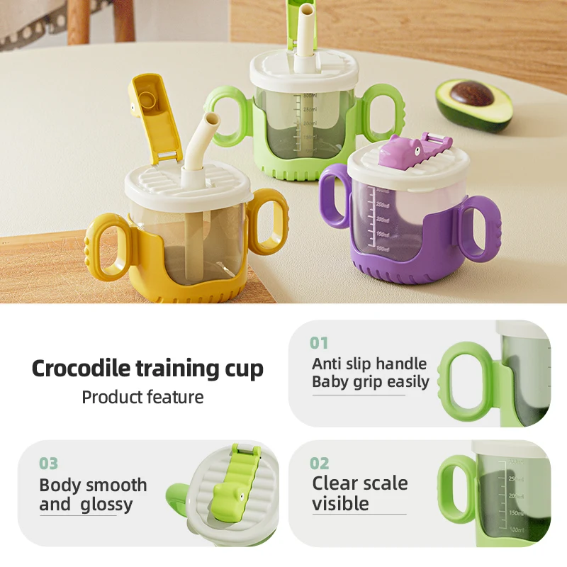 OEM ODM BPA Free Crocodile PP Plastic Snack 4 PC Food Grade Bowl Cup Fork Spoon set Kid Feeding Product Wholesale Curtley Set