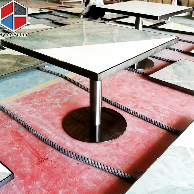 Custom Design inner pattern natural white green joint marble cafe table black stainless steel leg