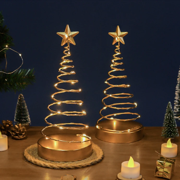 European-Style Wrought Iron Spiral Christmas Tree Lights Creative Home Desktop Christmas Decorations Ornaments