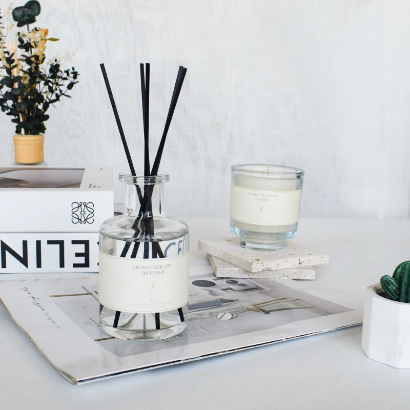 Luxury Home Decorative Aromatherapy Essential Oil Fragrance Reed Diffuser with Button Package Box