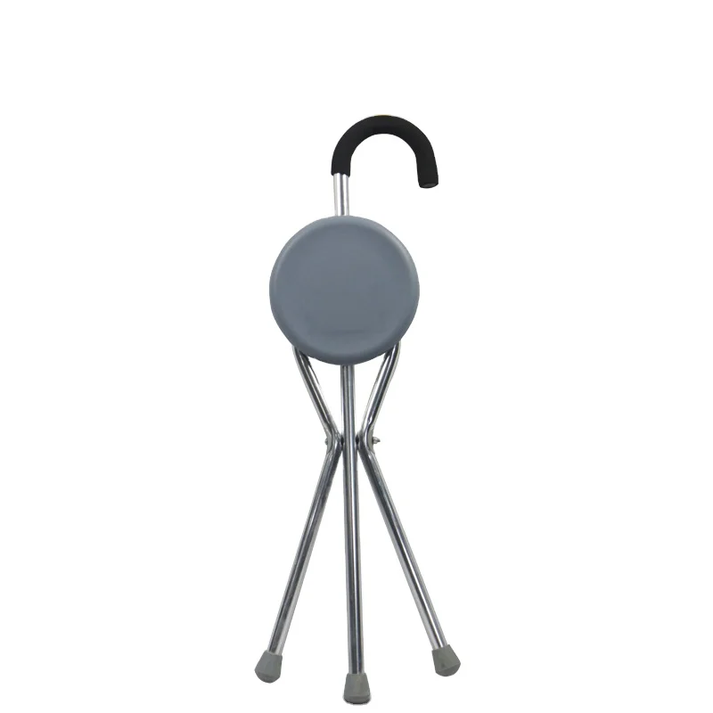 3 leg aluminium foldable walking stick handle crutch with seat