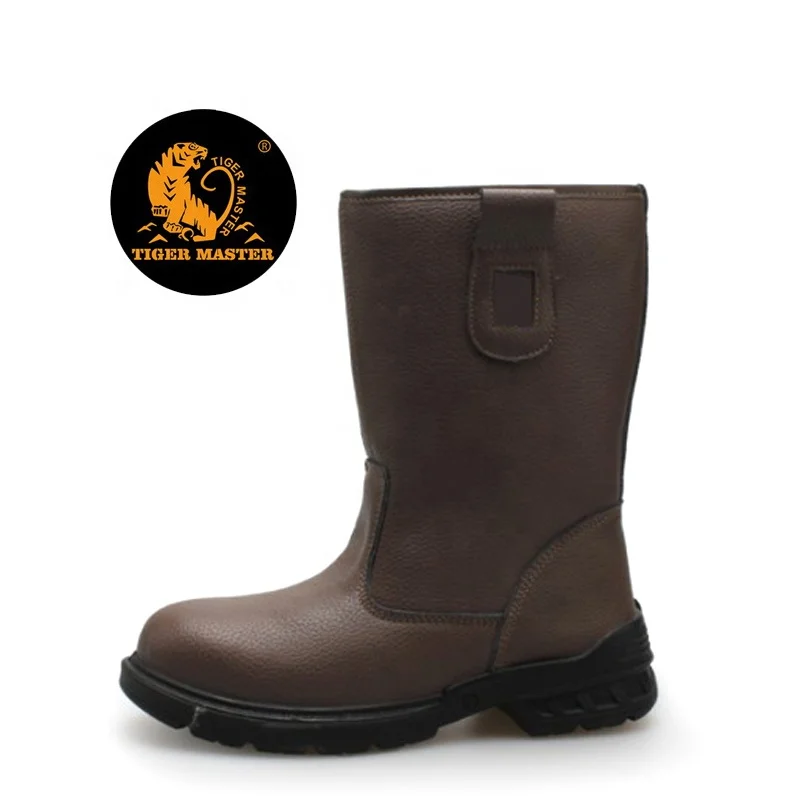 
High ankle oil water resistant anti slip brown leather steel toe cap anti static welding safety work boots for welders 