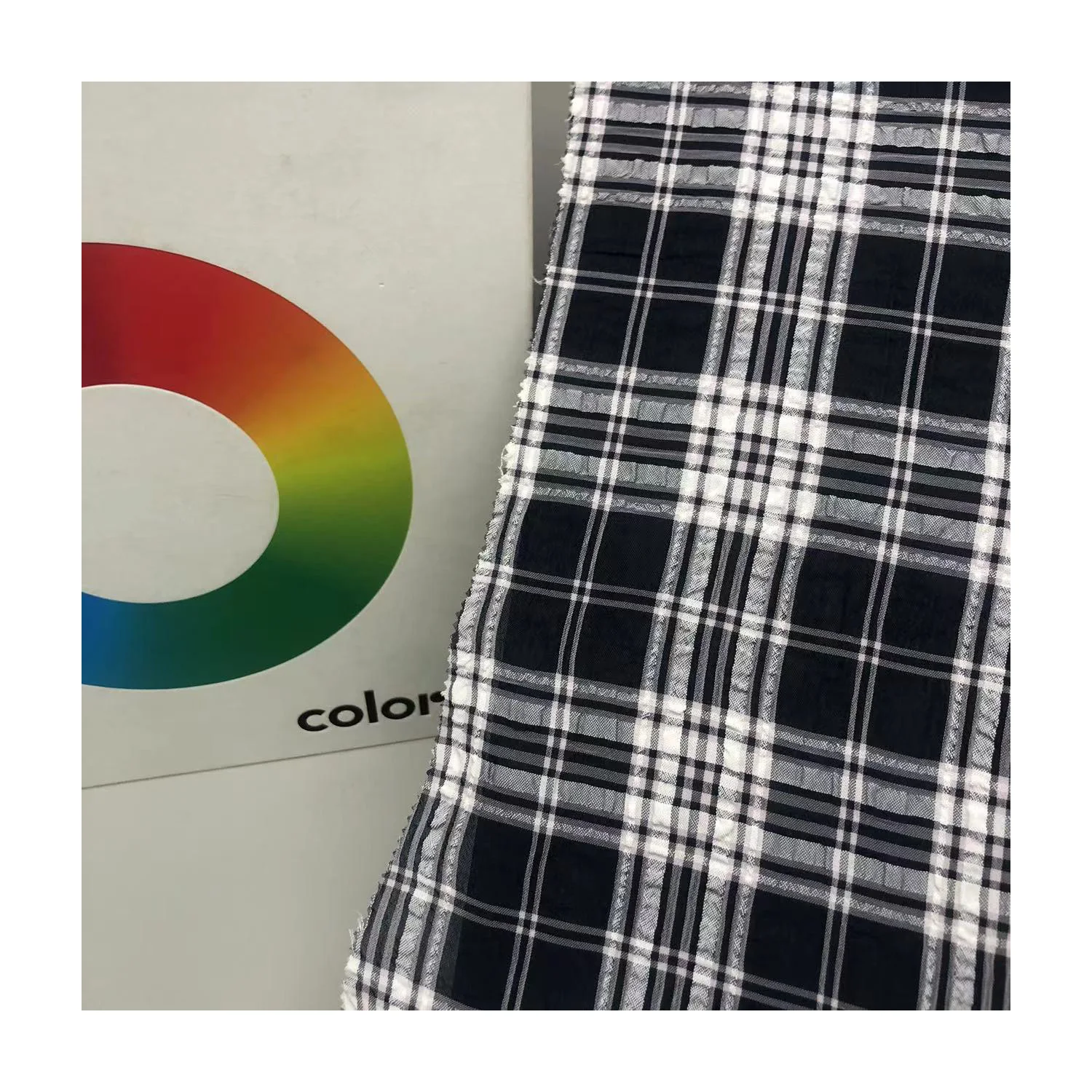 60% Polyester 21% Rayon 19% Spandex Large Square Checkered Pattern Fabric For Fashionable Dress And Dresses
