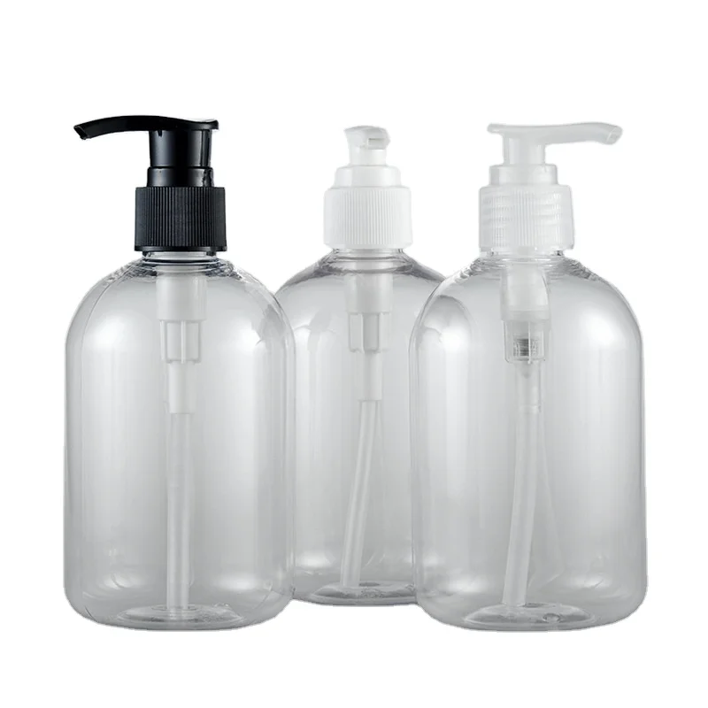 300ml Chunky round shoulder bottle with spiral pump cosmetic packaging hand sanitizer shampoo dispensed in pet empty bottle