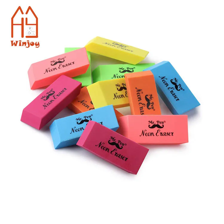 Custom Neon Bevel Eraser Latex Free Large Size Block Erasers for Art Drawing School Office Kids Teachers